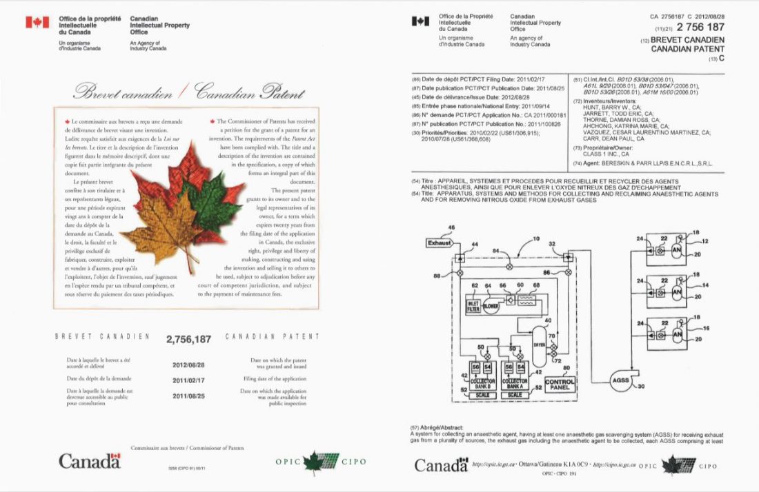 Halogenated Drug Recovery (HDR) Patent- Canada